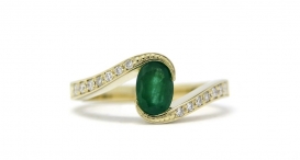 R1115-299 - prsten vyrobený ze zlata se smaragdem a diamanty - foto č. 105