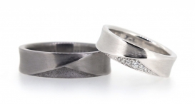 W2272-690 - snubní prsteny vyrobené z tantalu a zlata s diamanty - foto č. 146