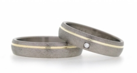 W2276-691 - snubní prsteny vyrobené z titanu a zlata s diamantem - foto č. 199