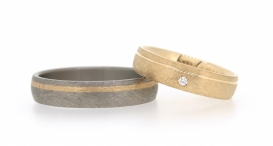 W2317-792 - snubní prsteny vyrobené z titanu a růžového zlata s diamantem - foto č. 171