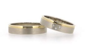 W2330-807 - snubní prsteny vyrobené z bílého a žlutého zlata s diamanty - foto č. 151