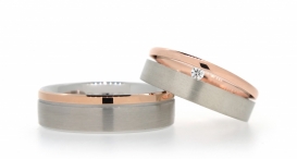 W2331-808 - snubní prsten vyrobené z bílého a červeného zlata s diamantem, pánský ocelový - foto č. 110
