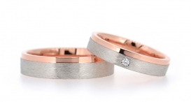 W2354-878 - snubní prsteny vyrobené z platiny a červeného zlata s diamantem - foto č. 145