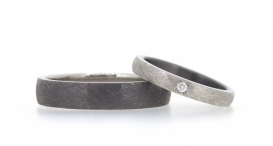 W2371-949 - snubní prsteny vyrobené z tantalu a platiny s diamantem - foto č. 82