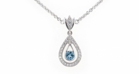 N7013 - náhrdelník vyrobený z bílého zlata s akvamarínem a diamanty - foto č. 16
