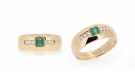 R1225b-923 (1) - prsten vyrobený z růžového zlata se smaragdem a diamanty - foto č. 47