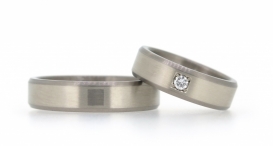 W2400-993 - snubní prsteny vyrobené z titanu a bílého zlata s diamantem - foto č. 119
