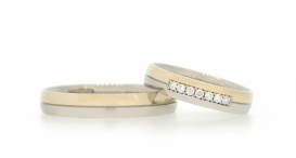 W2408-1010 - snubní prsteny vyrobené z bílého a žlutého zlata s diamanty - foto č. 105