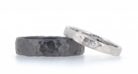 W2409-1009 - snubní prsteny vyrobené z Tantalu a bílého zlata s diamanty - foto č. 111
