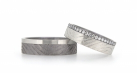 W2419-1018 - snubní prsteny vyrobené z tantalu a platiny s diamanty - foto č. 100