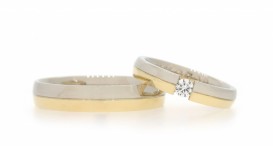 W2435-1076 - snubní prsteny vyrobené ze žlutého a bílého zlata s diamantem - foto č. 37