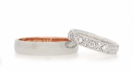 W2464-1175 - snubní prsteny vyrobené z bílého a červeného zlata s diamanty - foto č. 20