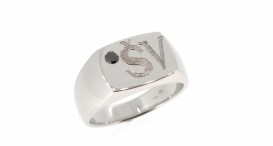 R1275-1208 - prsten vyrobený z bílého zlata s černým diamantem - foto č. 44