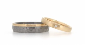 W2498-2019 - snubní prsteny vyrobené z tantalu a růžového zlata s diamantem - foto č. 55