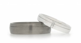 W2500-1228 - snubní prsteny vyrobené z titanu a bílého zlata s diamanty - foto č. 52