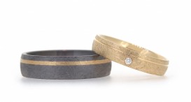 W2522-1277 - snubní prsteny vyrobené z tantalu a růžového zlata s diamantem - foto č. 33
