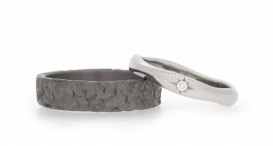 W2533 - snubní prsteny vyrobené z tantalu platiny s diamantem - foto č. 18