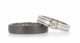 W2563-1329 - snubní prsteny vyrobené z platiny a tantalu s diamantem - foto č. 17
