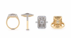R1308-1338 - prsten vyrobený ze zlata a platiny s diamanty - foto č. 1