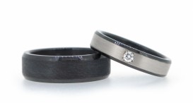 W2567-1345 - snubní prsteny vyrobené ze zirkonia a bílého zlata s černým diamantem - foto č. 14
