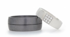 W2585-1363 - snubní prsteny vyrobené z tantalu a platiny s diamanty - foto č. 68