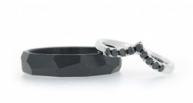 W2601-1390 - snubní prsteny vyrobené z tantalu a bílého zlata s černými diamanty - foto č. 54