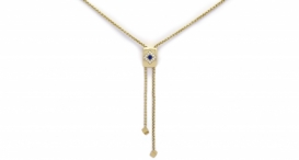 N7008-524 - náhrdelník s posuvnou sponou vyrobený z růžového zlata se safírem a diamanty - foto č. 17