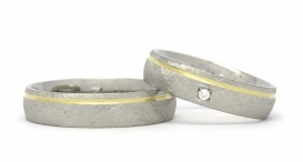 W2206-554 - snubní prsteny s diamantem vyrobené z palladia - foto č. 233