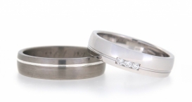W2233-610 - snubní prsteny vyrobené z titanu, stříbra a zlata s diamanty - foto č. 246