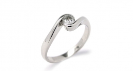 R1088 - prsten vyrobený z bílého zlata s diamantem - foto č. 113